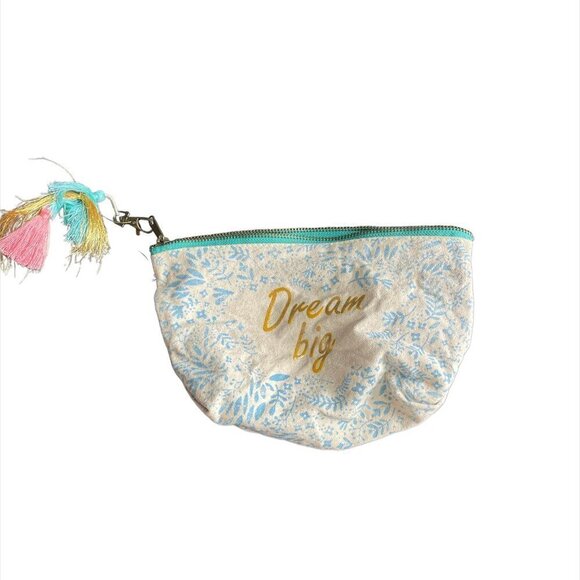 Handbags - Canvas Makeup Bag with Colorful Tassel and Phrase (2 Styles Available)